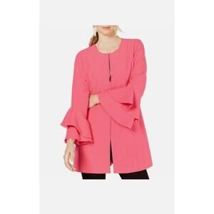 Alfani Pink Ruffled Bell Sleeves Zip Closure Long Sleeve Jacket Womens Large